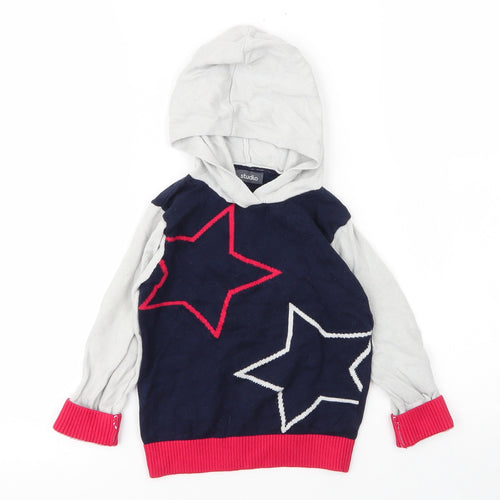Studio Boys Blue  Cotton Pullover Hoodie Size 3 Years