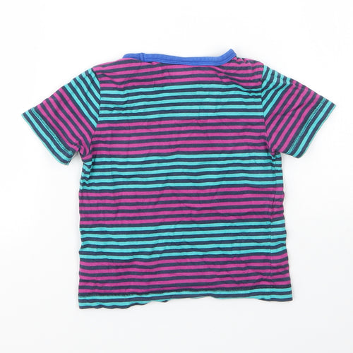 Mini Club Boys Blue Striped Cotton Basic T-Shirt Size 12 Months Round Neck