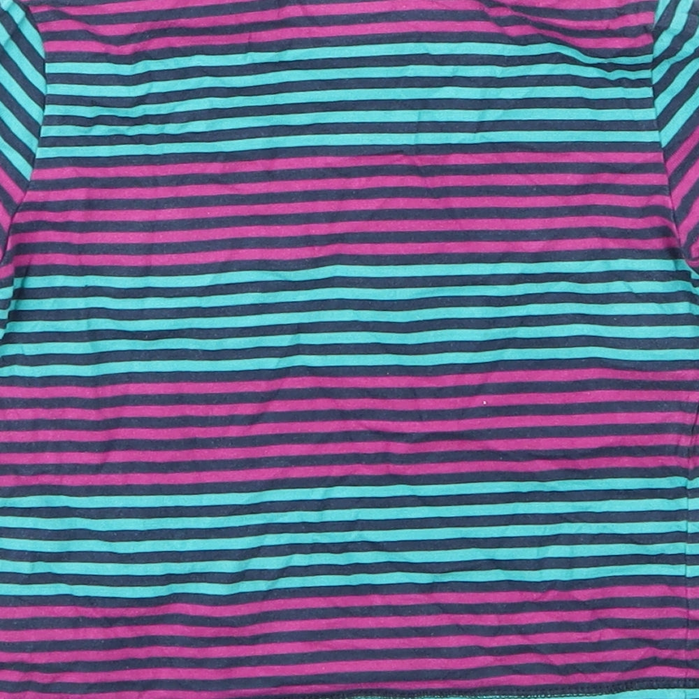 Mini Club Boys Blue Striped Cotton Basic T-Shirt Size 12 Months Round Neck