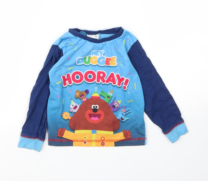 Hey Duggie Boys Blue  Cotton Basic T-Shirt Size 12 Months Round Neck