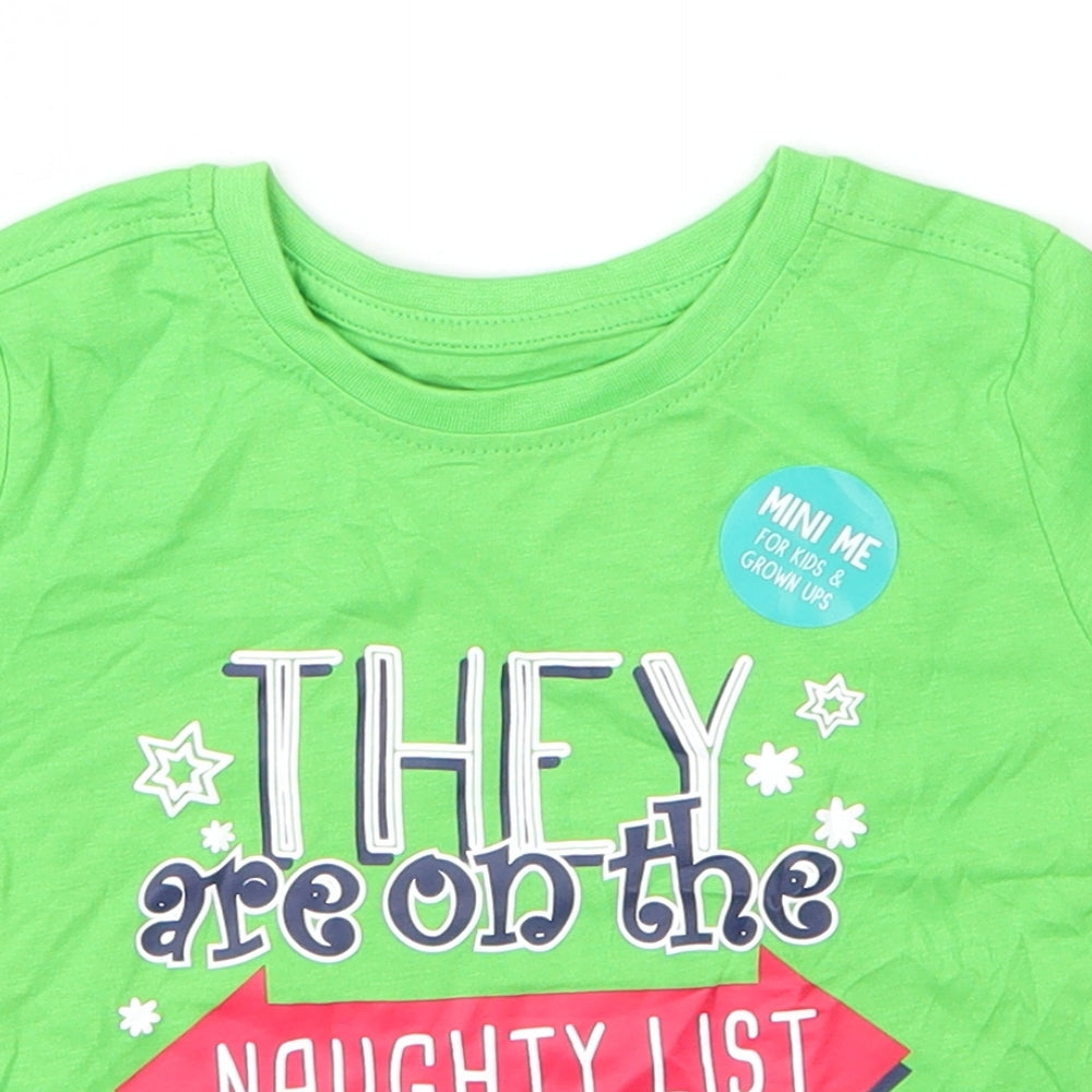 Matalan Boys Green  Cotton Basic T-Shirt Size 12 Months Round Neck  - Christmas