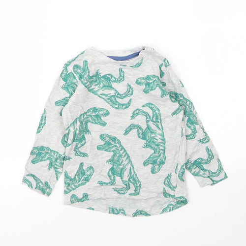Nutmeg Boys Grey  Cotton Basic T-Shirt Size 18-24 Months Round Neck  - Dinosaur