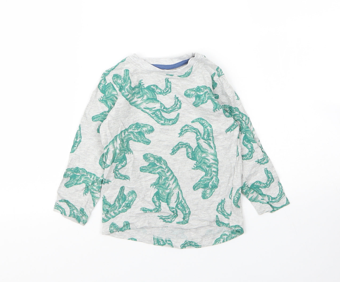 Nutmeg Boys Grey  Cotton Basic T-Shirt Size 18-24 Months Round Neck  - Dinosaur