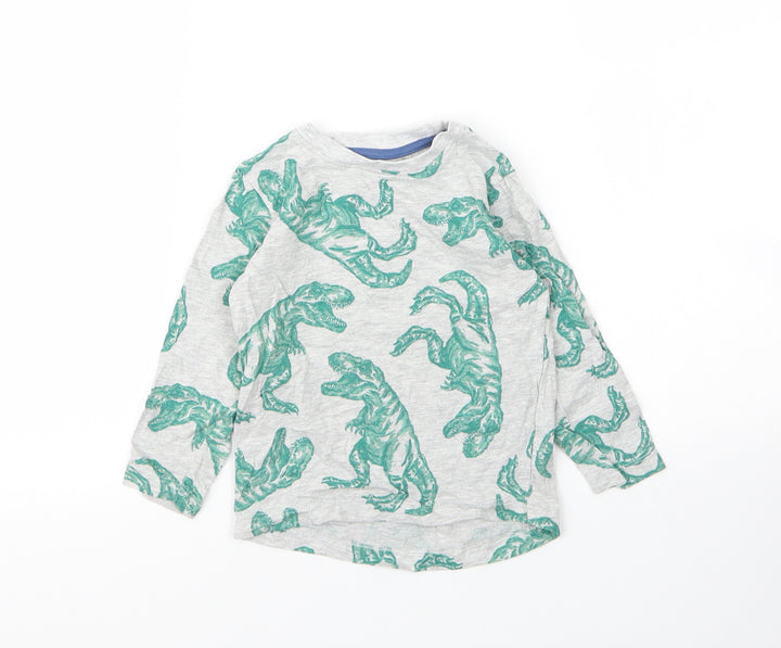 Nutmeg Boys Grey  Cotton Basic T-Shirt Size 18-24 Months Round Neck  - Dinosaur
