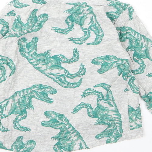 Nutmeg Boys Grey  Cotton Basic T-Shirt Size 18-24 Months Round Neck  - Dinosaur