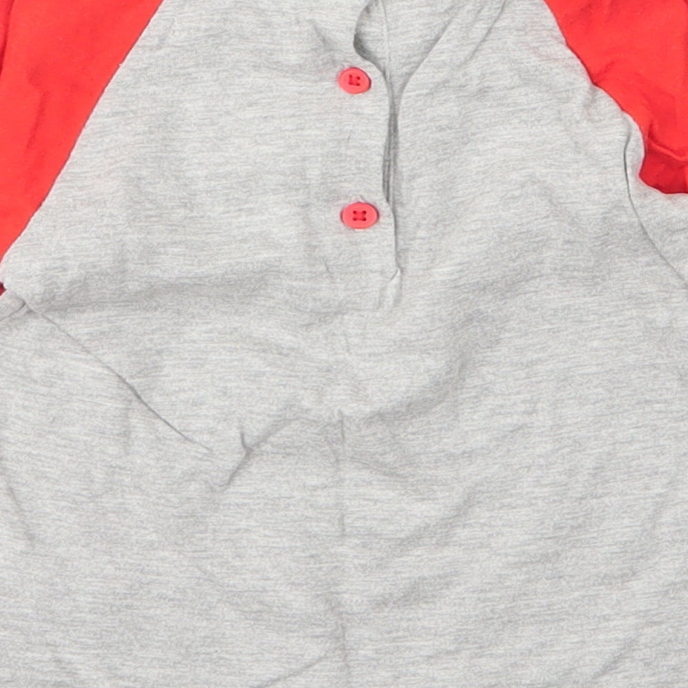 M&Co Boys Grey  Cotton Basic T-Shirt Size 12 Months Round Neck Button