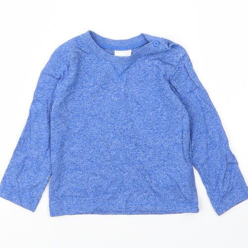 F&F Boys Blue  Cotton Basic T-Shirt Size 12 Months Round Neck Button