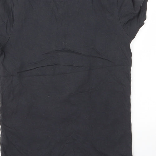 M&S Boys Black  Cotton Basic T-Shirt Size 7 Years Round Neck