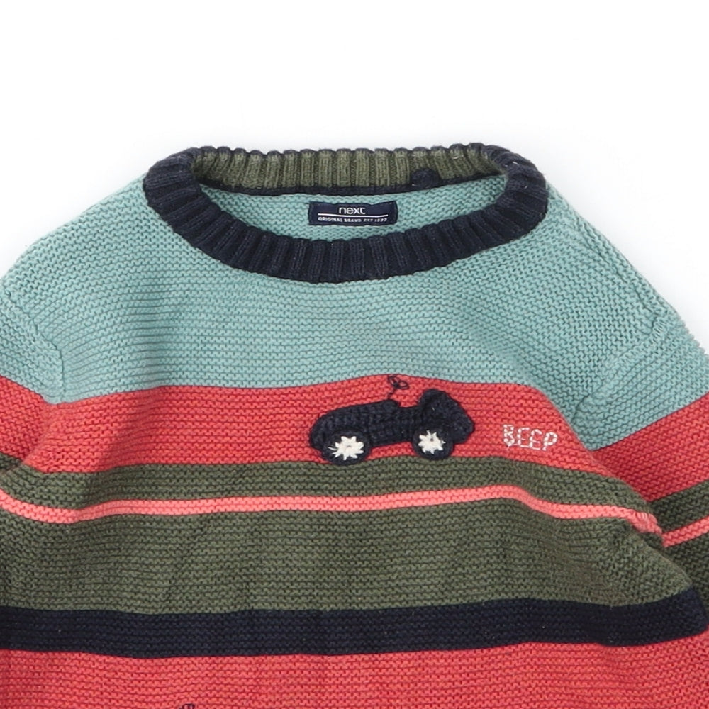 NEXT Boys Orange Striped Cotton Pullover Jumper Size 18-24 Months