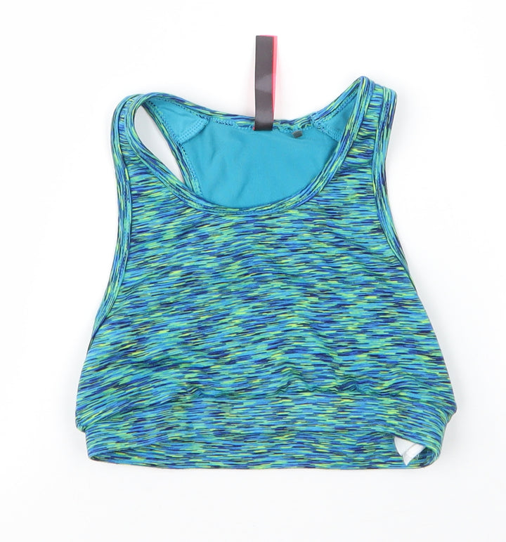 Zakti Girls Blue  Polyester Cropped Tank Size 13 Years Scoop Neck