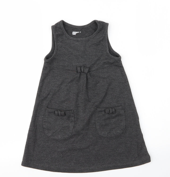 Lily & Dan Girls Grey  Viscose A-Line  Size 3 Years  Round Neck