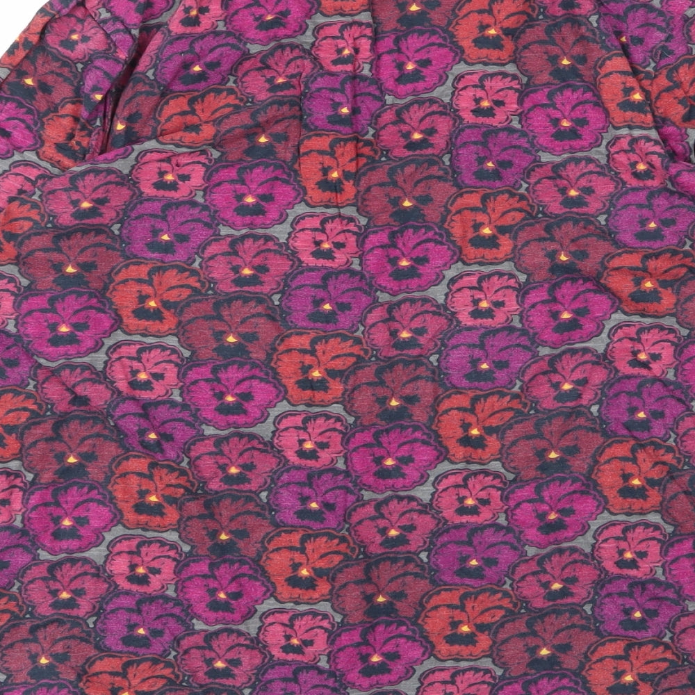 Seasalt Womens Purple Floral Cotton Basic Blouse Size 14 V-Neck