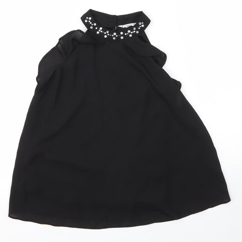Matalan Girls Black  Polyester Basic Blouse Size 11 Years Round Neck