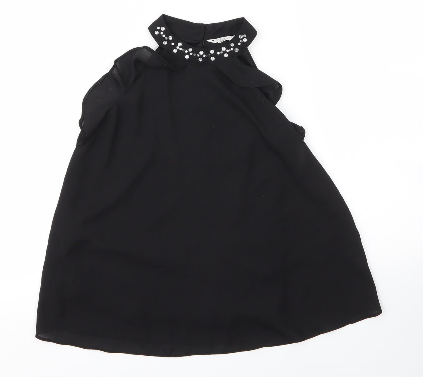 Matalan Girls Black  Polyester Basic Blouse Size 11 Years Round Neck