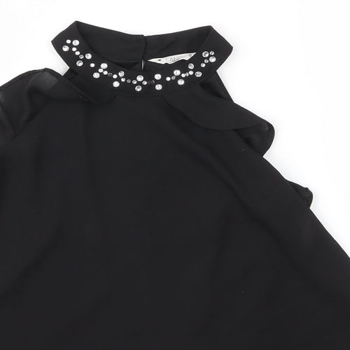 Matalan Girls Black  Polyester Basic Blouse Size 11 Years Round Neck