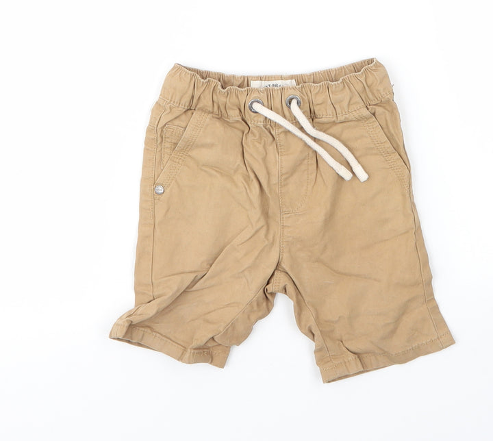 NEXT Boys Beige Cotton Capri Trousers Size 12 Months Drawstring