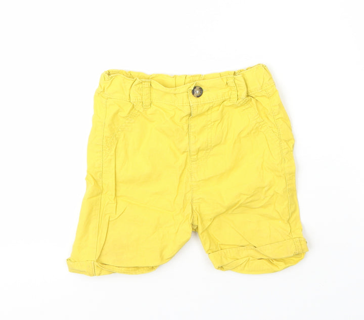 M&S Baby Yellow Cotton Capri Trousers Size 12 Months Button