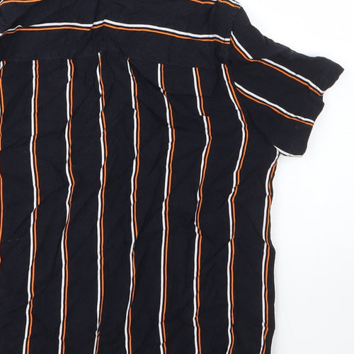 George Boys Blue Striped Viscose Basic Button-Up Size 7 Years Collared Button