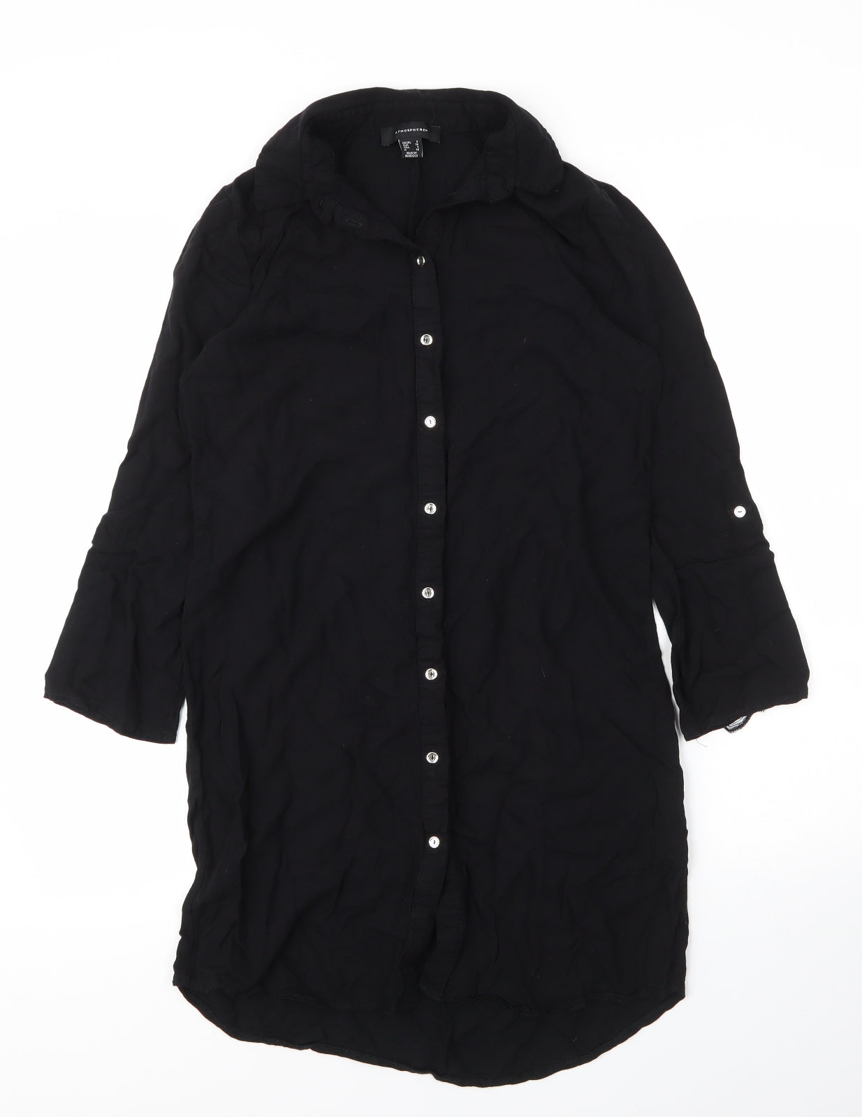 Primark Womens Black  Viscose Tunic Blouse Size 8 Collared