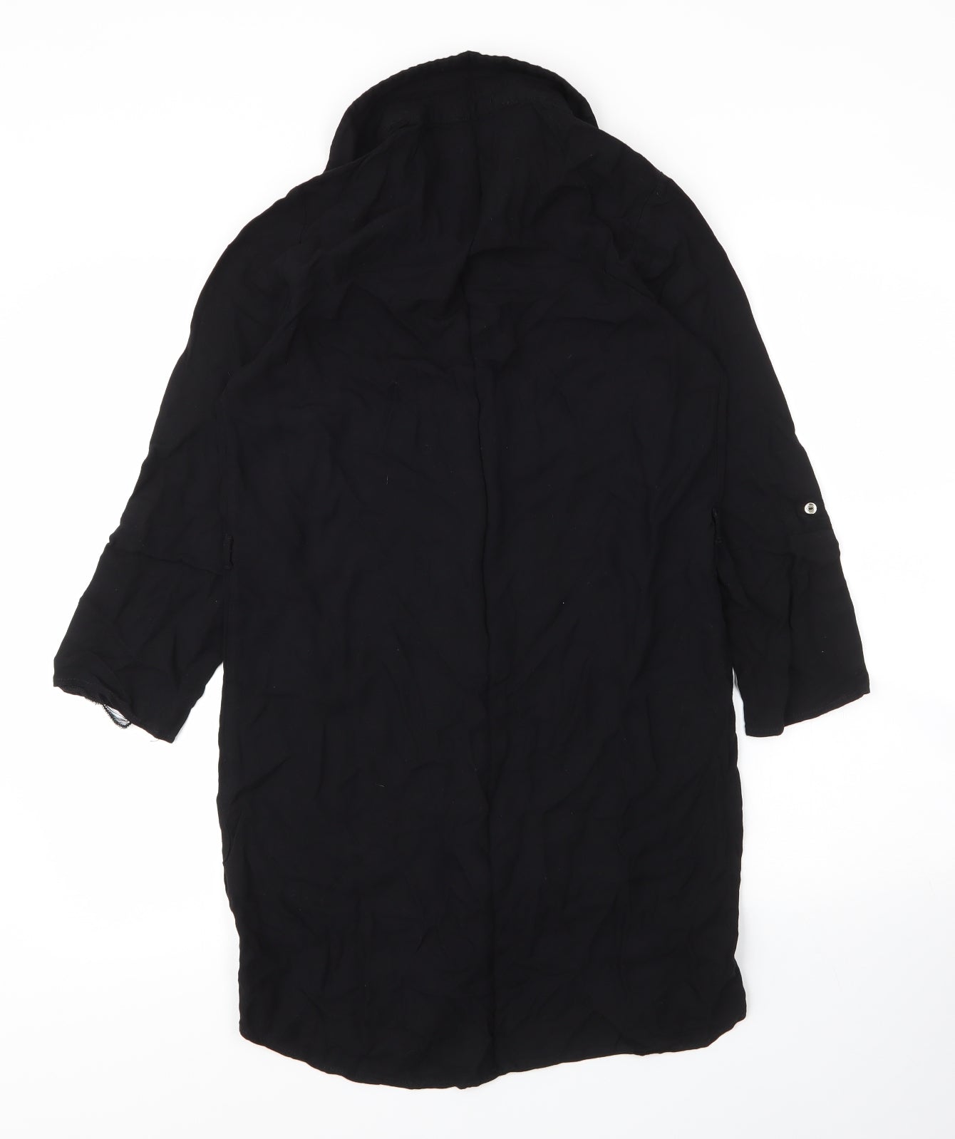 Primark Womens Black  Viscose Tunic Blouse Size 8 Collared