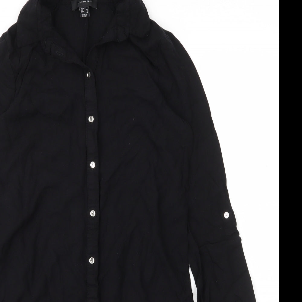 Primark Womens Black  Viscose Tunic Blouse Size 8 Collared