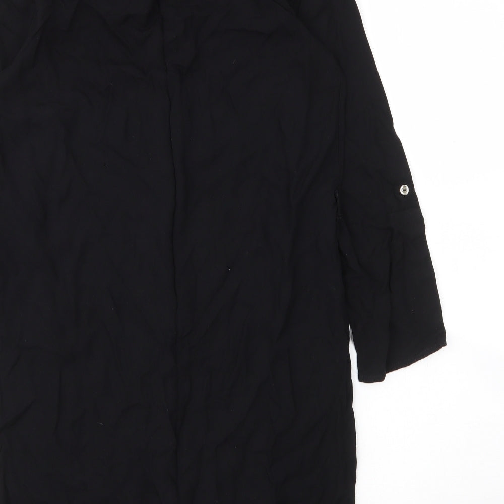Primark Womens Black  Viscose Tunic Blouse Size 8 Collared