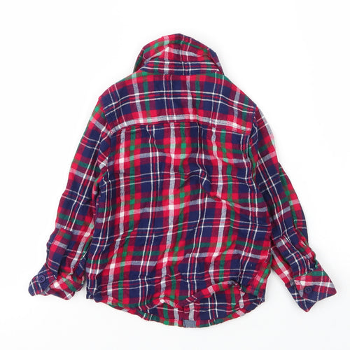 F&F Boys Red Plaid Cotton Basic Button-Up Size 18-24 Months Collared Button