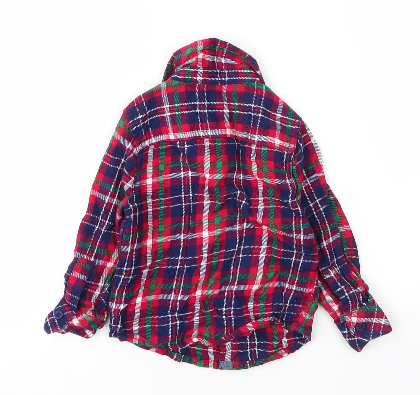 F&F Boys Red Plaid Cotton Basic Button-Up Size 18-24 Months Collared Button
