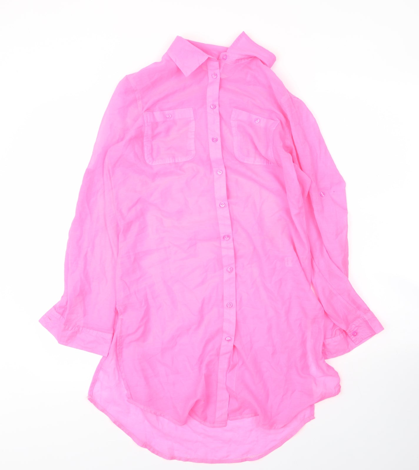 George Womens Pink  Polyester Tunic Blouse Size M Collared