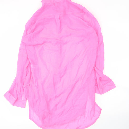 George Womens Pink  Polyester Tunic Blouse Size M Collared