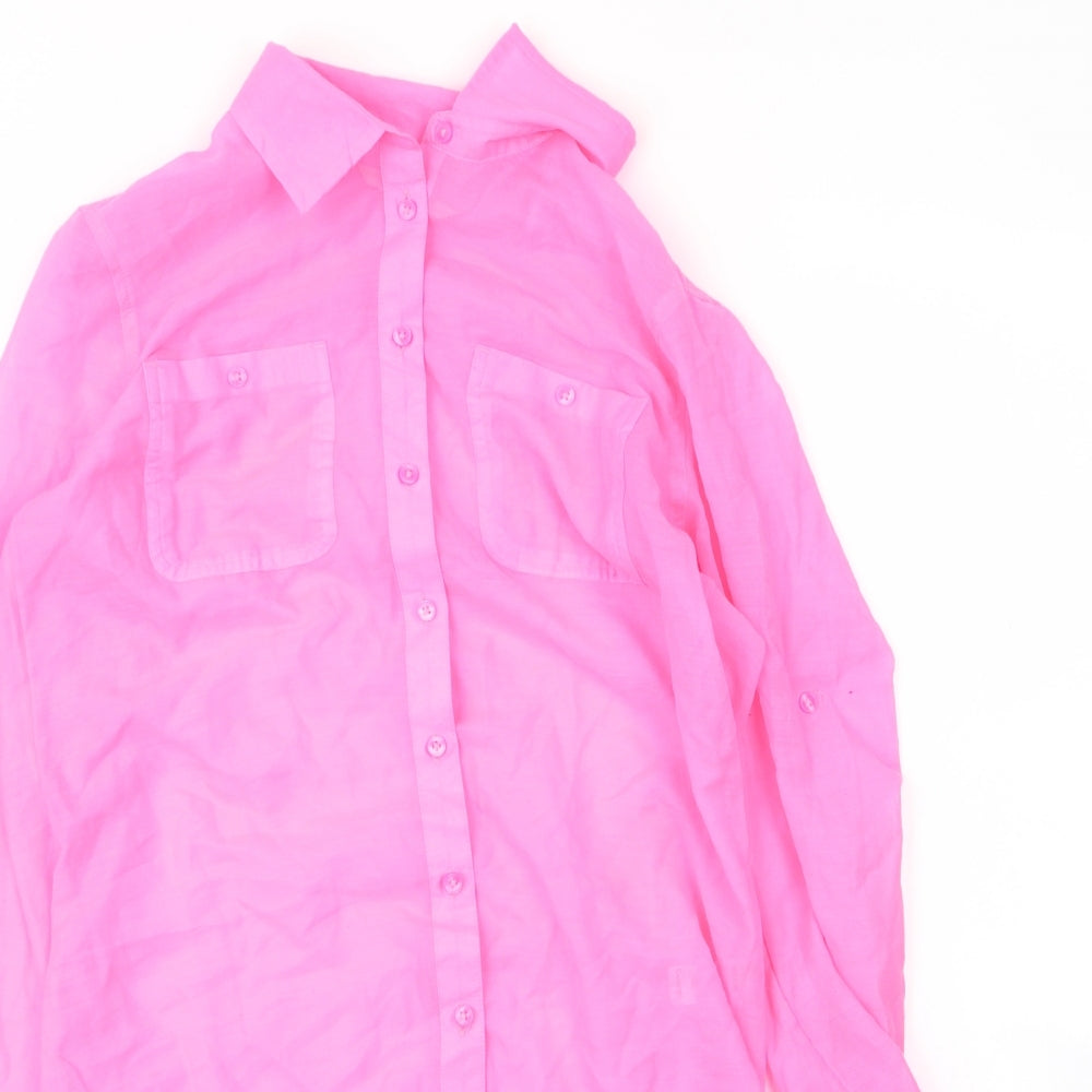 George Womens Pink  Polyester Tunic Blouse Size M Collared