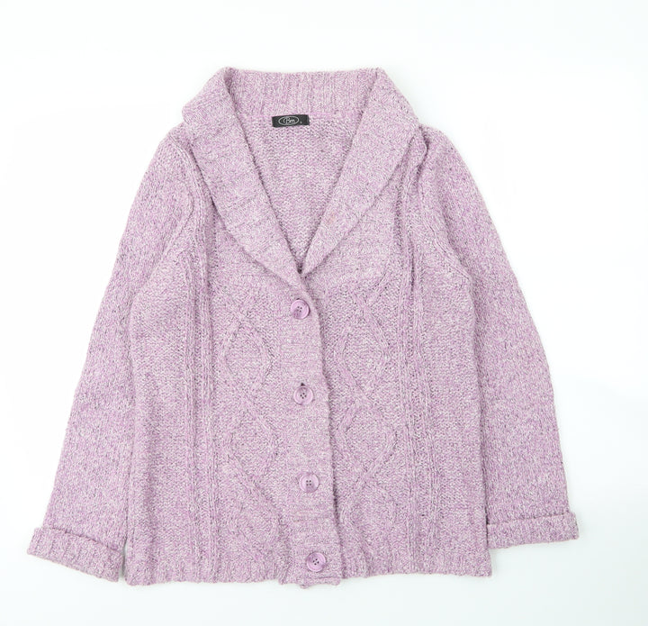 BM Womens Purple V-Neck  Acrylic Cardigan Jumper Size S