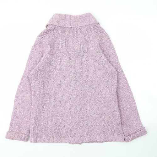 BM Womens Purple V-Neck  Acrylic Cardigan Jumper Size S