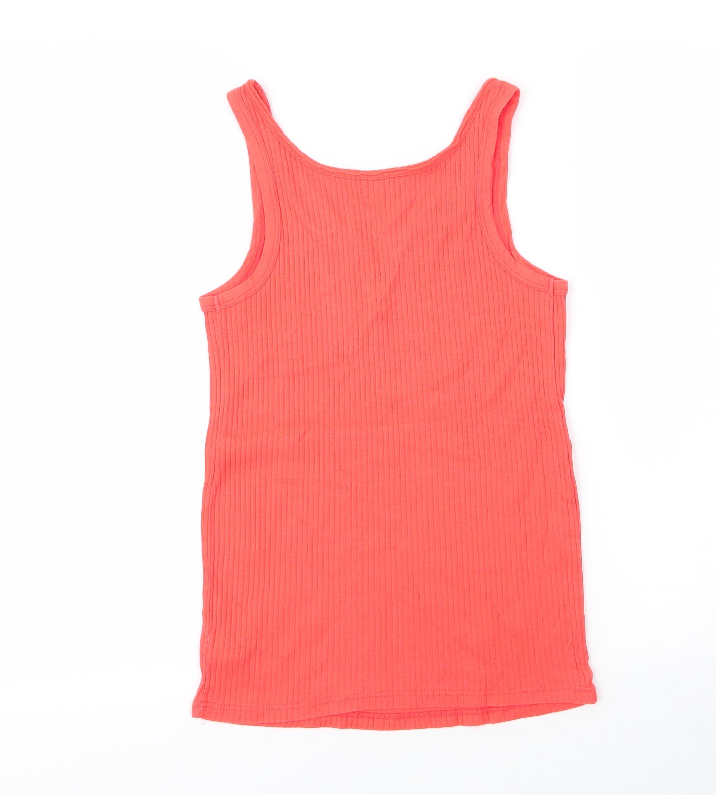 River Island Womens Orange  Cotton Basic Tank Size 8 Scoop Neck