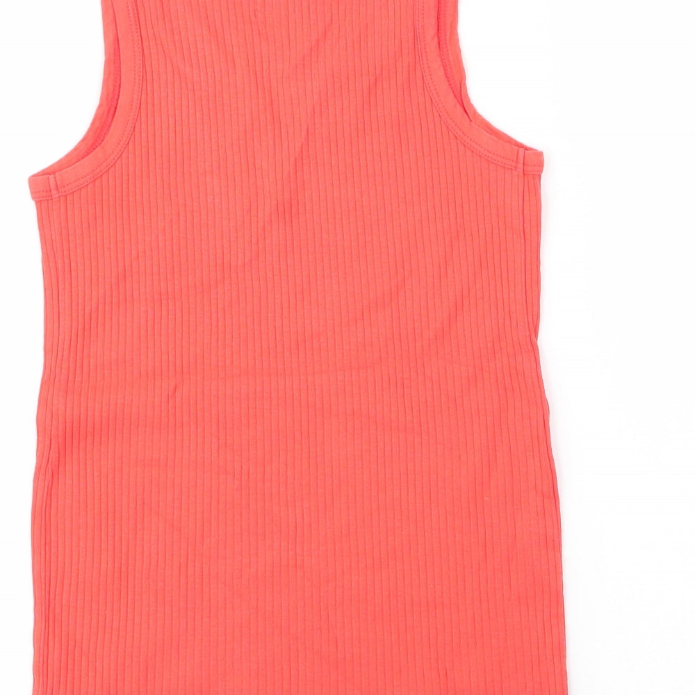 River Island Womens Orange  Cotton Basic Tank Size 8 Scoop Neck