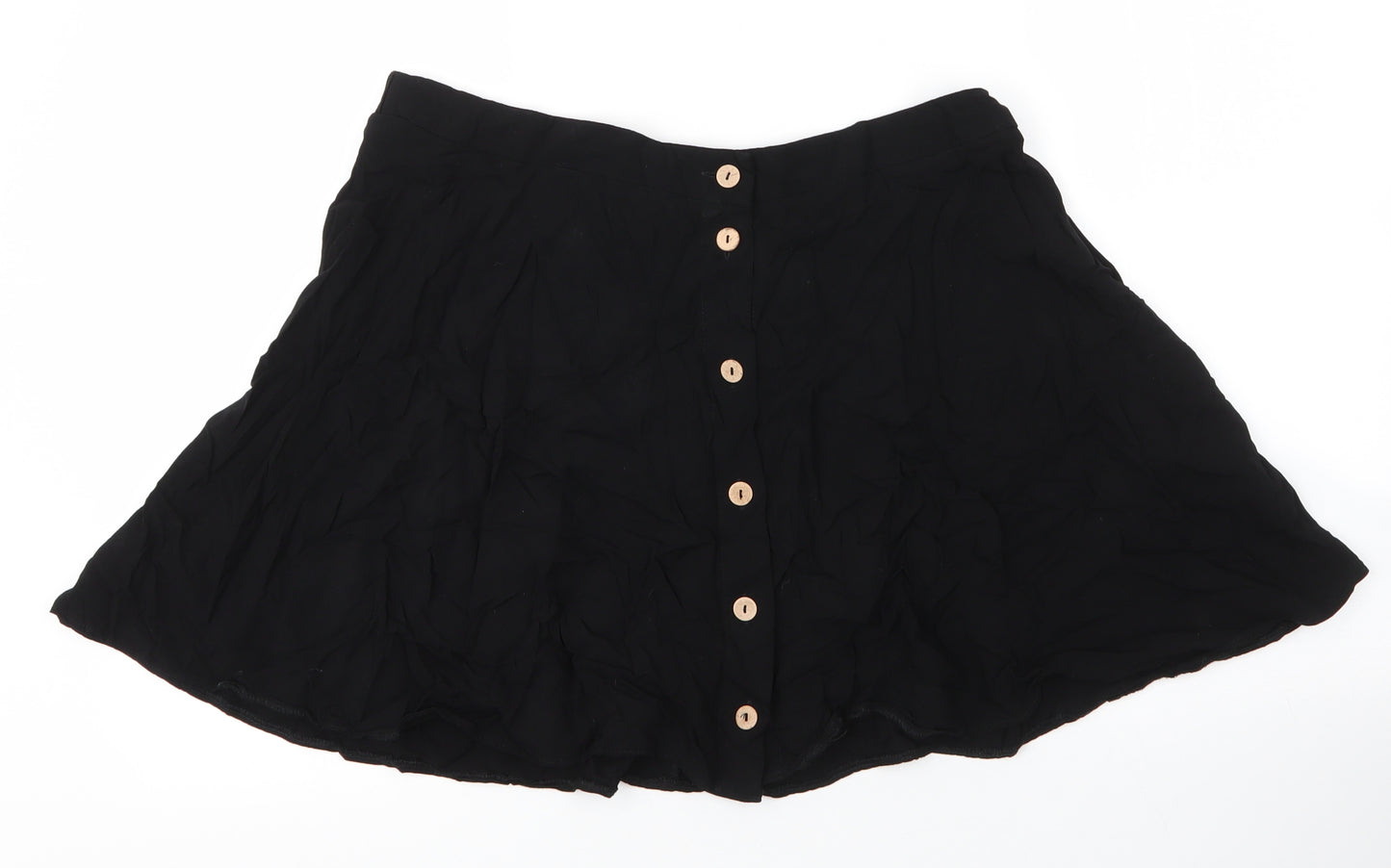 New Look Womens Black  Viscose A-Line Skirt Size 16   Button
