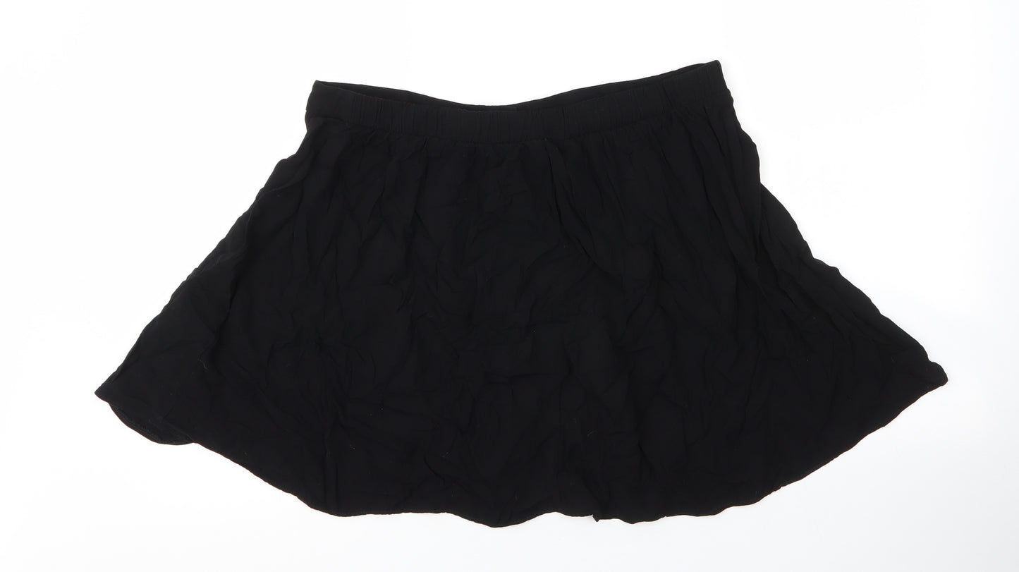New Look Womens Black  Viscose A-Line Skirt Size 16   Button