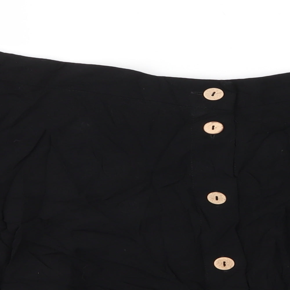 New Look Womens Black  Viscose A-Line Skirt Size 16   Button