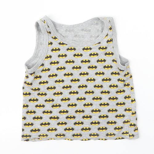 George Boys Grey  Cotton Basic Tank Size 3 Years Round Neck  - Batman