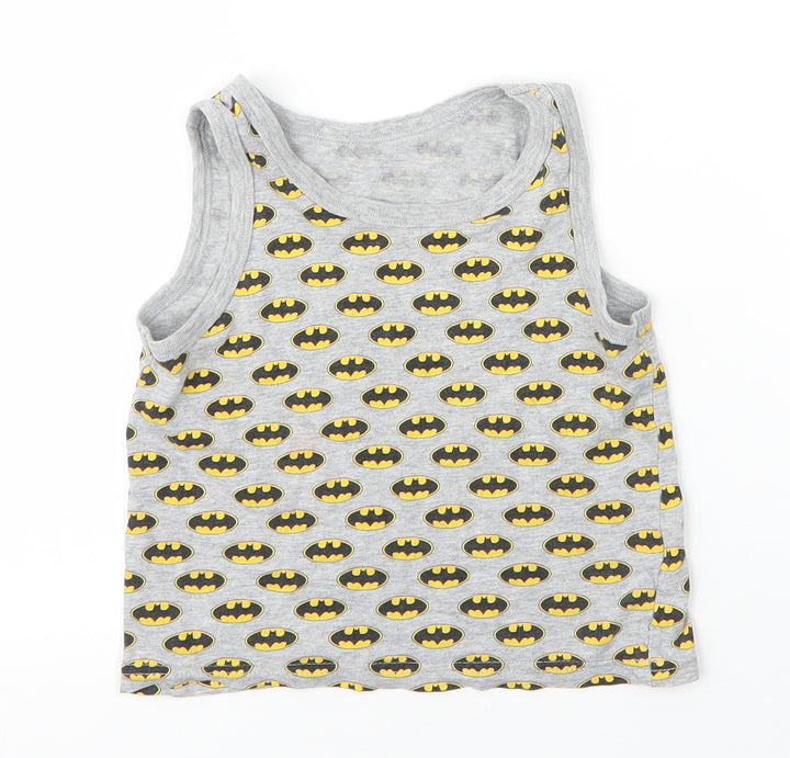 George Boys Grey  Cotton Basic Tank Size 3 Years Round Neck  - Batman