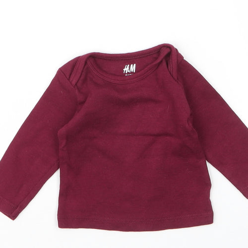 H&M Baby Purple  Cotton Basic T-Shirt Size 0-3 Months Round Neck