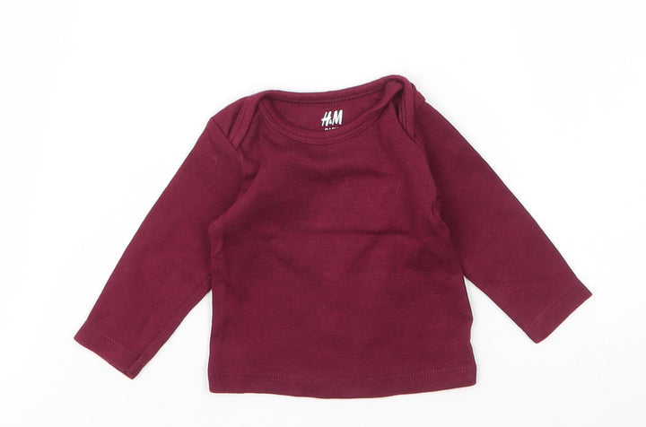 H&M Baby Purple  Cotton Basic T-Shirt Size 0-3 Months Round Neck