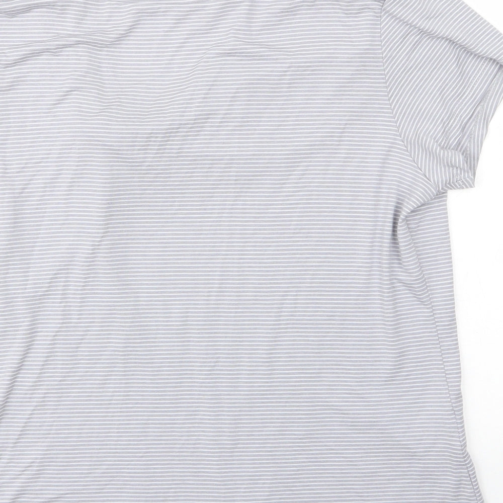 Soon Womens Grey Striped Viscose Basic Blouse Size 12 Cowl Neck