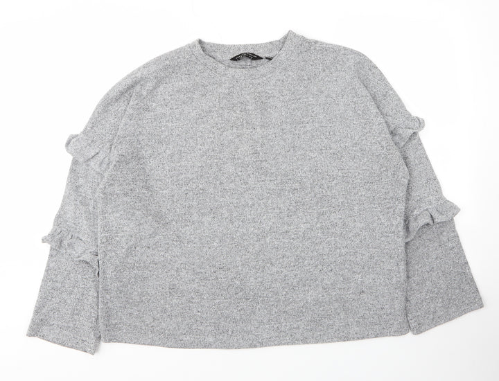 Dorothy Perkins Womens Grey Round Neck Viscose Pullover Jumper Size 16