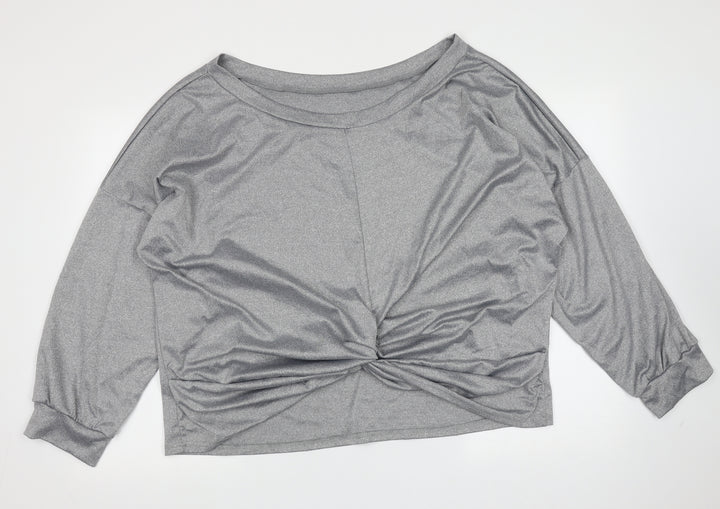 SheIn Womens Silver Cotton Pullover Sweatshirt Size 4XL - twist front