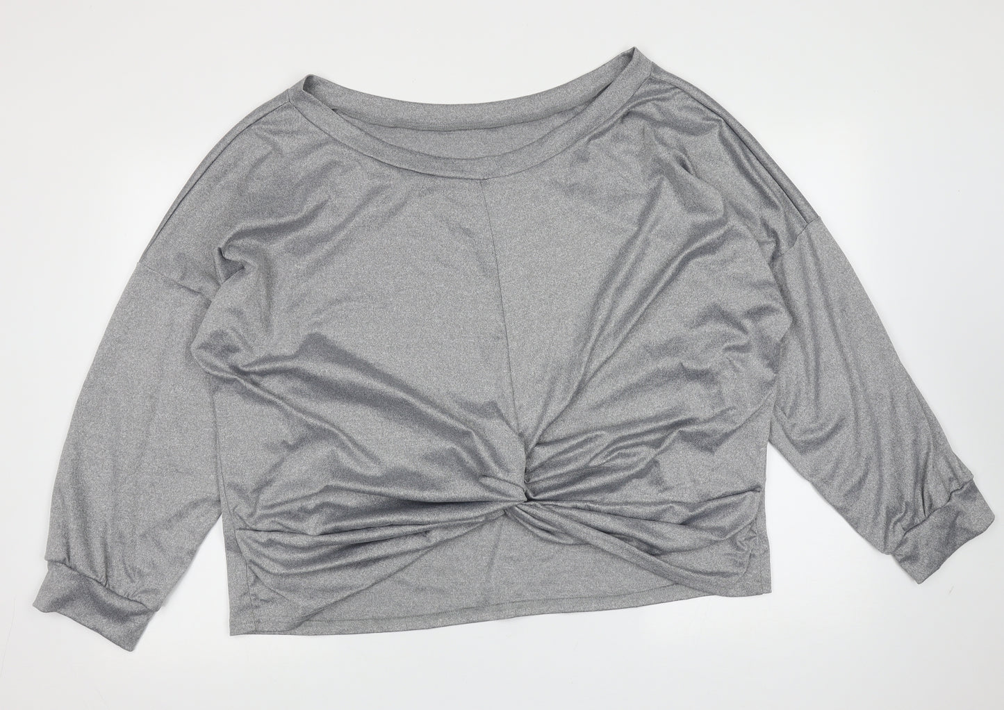 SheIn Womens Silver  Cotton Pullover Sweatshirt Size 4XL   - twist front