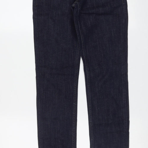 Marks and Spencer Womens Blue  Cotton Straight Jeans Size 25 in L28 in Regular Zip