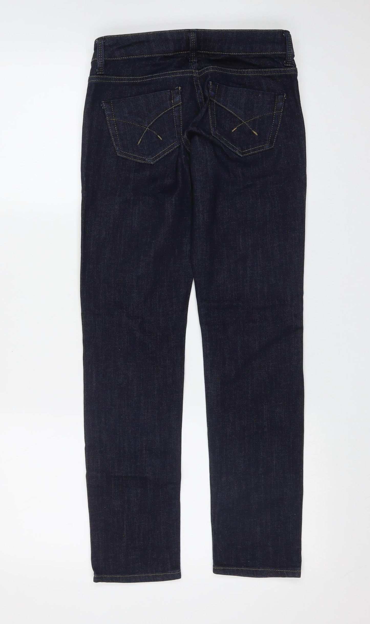 Marks and Spencer Womens Blue  Cotton Straight Jeans Size 25 in L28 in Regular Zip