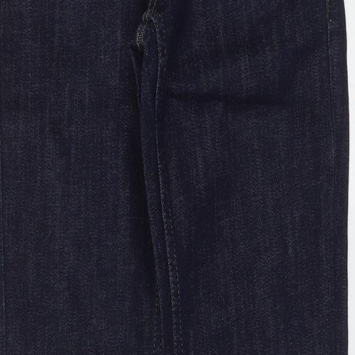 Marks and Spencer Womens Blue  Cotton Straight Jeans Size 25 in L28 in Regular Zip