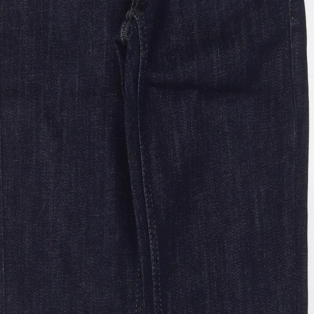 Marks and Spencer Womens Blue  Cotton Straight Jeans Size 25 in L28 in Regular Zip